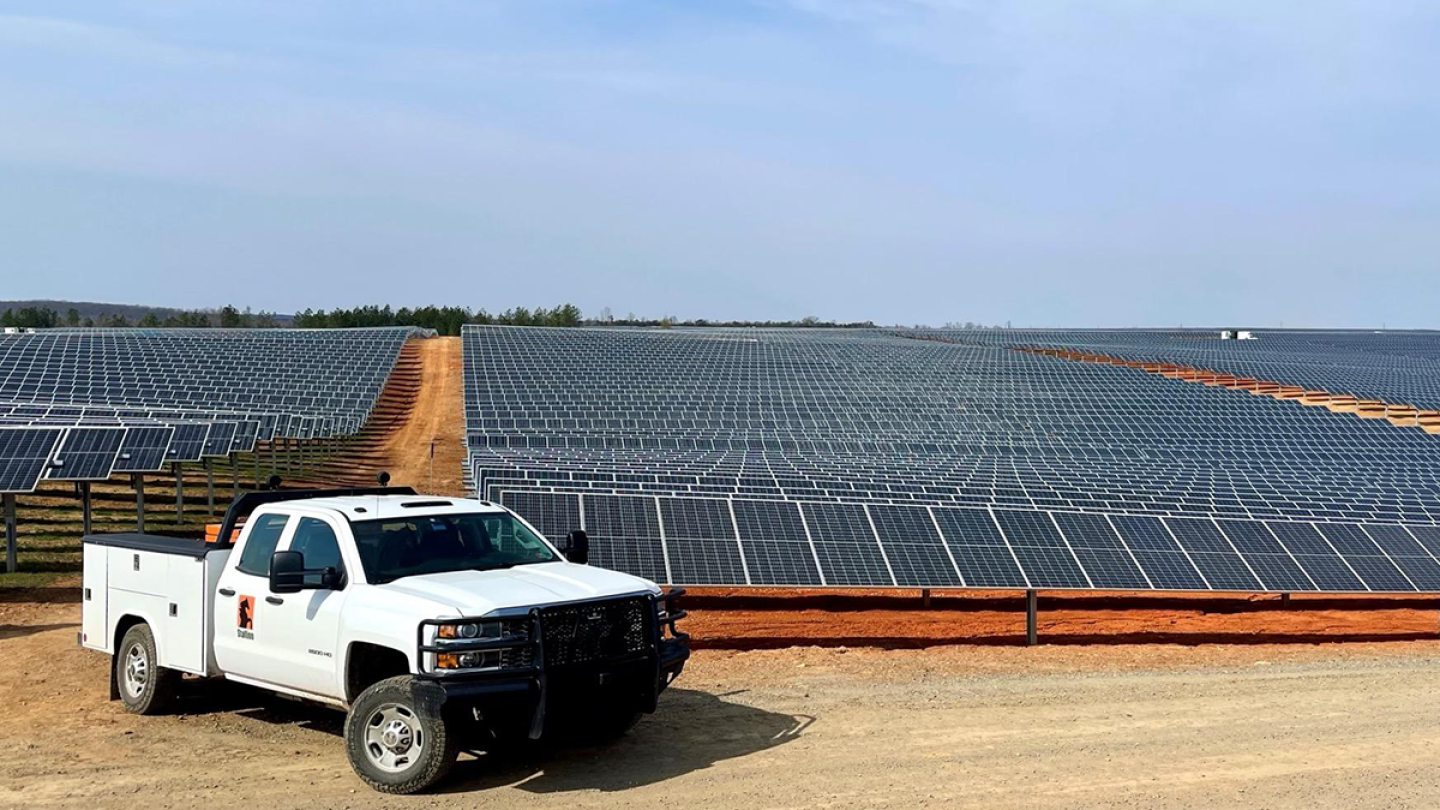 Man working on solar panels