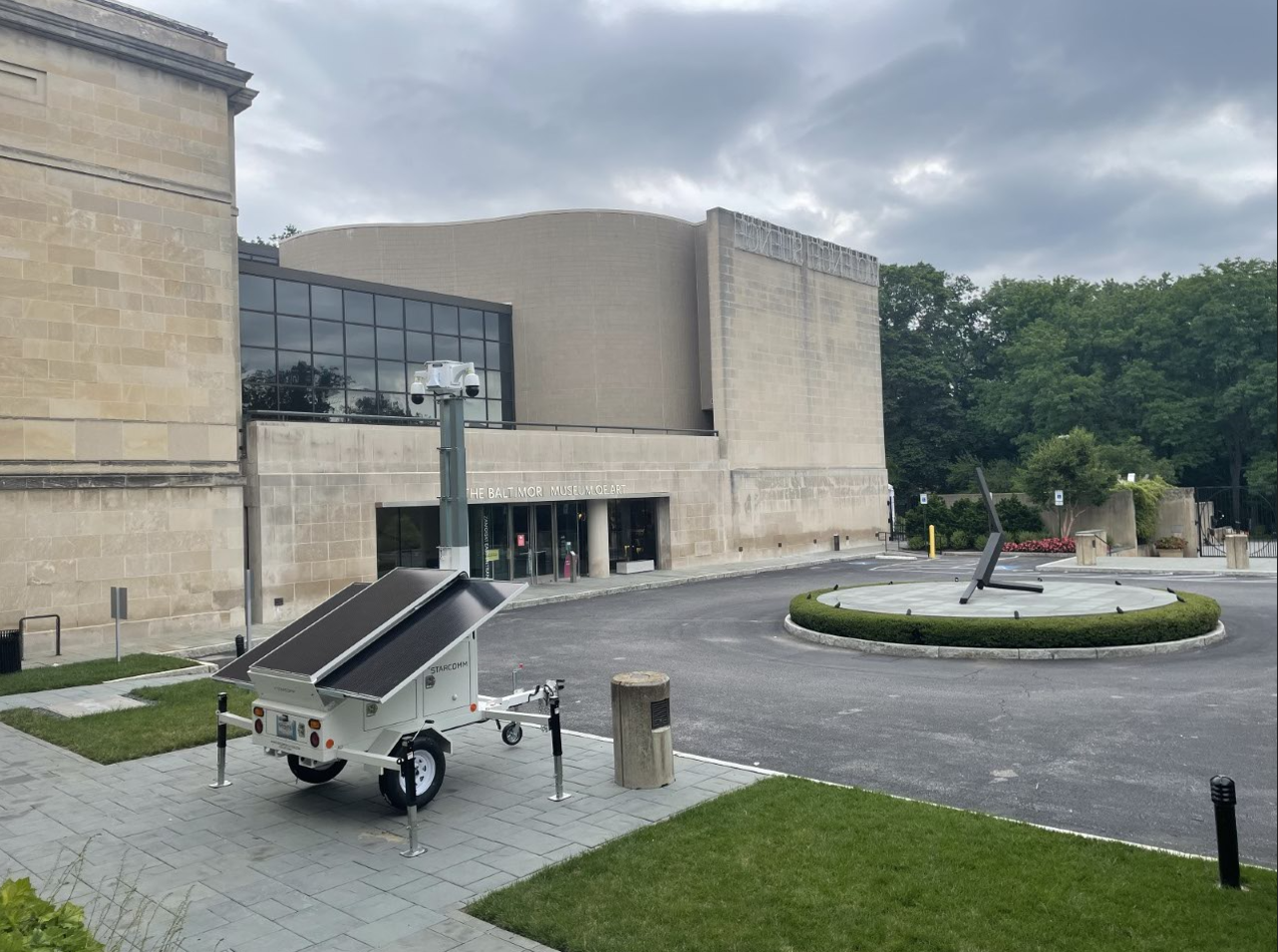 mobile surveillance trailer at art museum