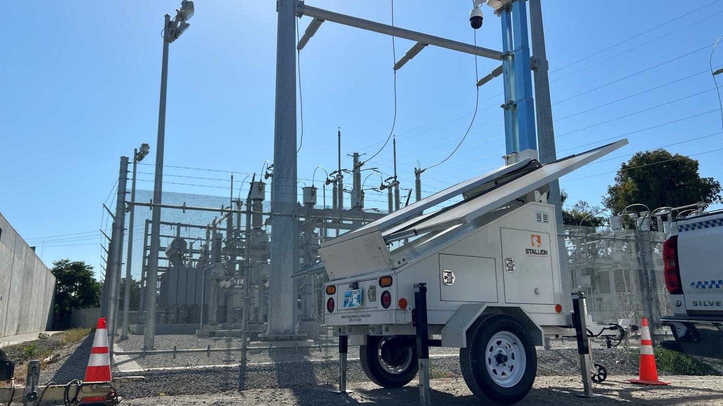 Portable power trailer at an electrical site