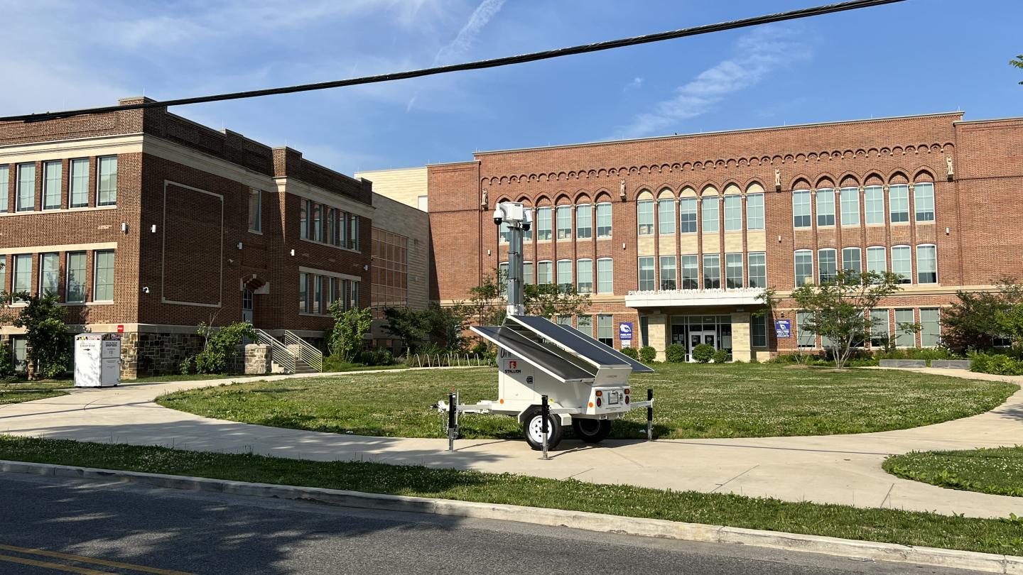 Public building with power trailer
