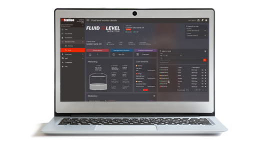 Fluid level monitoring portal on laptop
