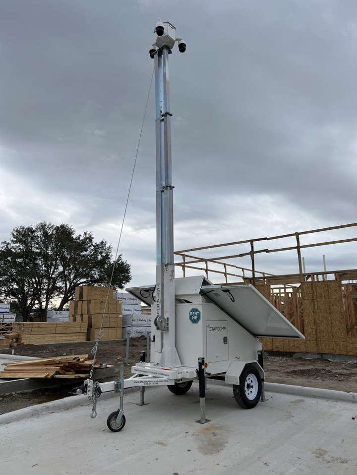 mobile surveillance trailer at construction site