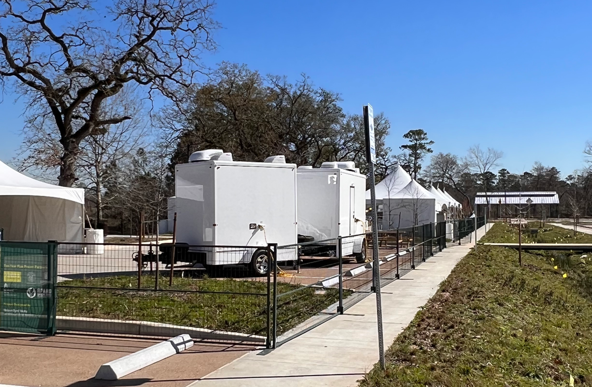 Restroom trailer at event