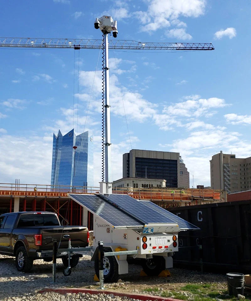solar surveillance trailer at jobsite